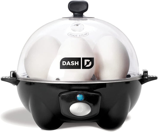 Rapid Egg Cooker: 6 Egg Capacity Electric Egg Cooker for Hard Boiled Eggs, Poached Eggs, Scrambled Eggs, or Omelets with Auto Shut off Feature - Black (DEC005BK)