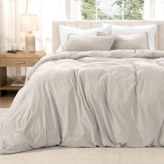 Microfiber Duvet Cover Set - Ultra Soft Washed Microfiber - Twin/Twin Extra Long - Linen-Like Look - Easy Care - Breathable Fabric - Our Softest Duvet Cover Set (Twin/Twin XL, Fog)